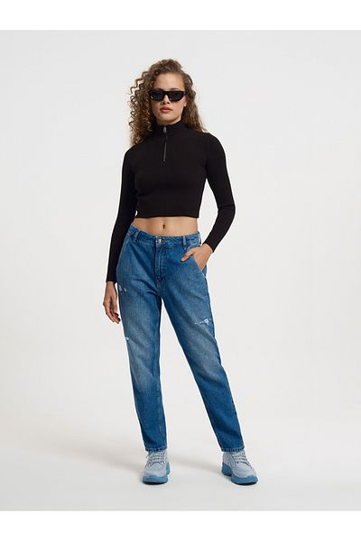 Loft Bluză de damă crop cu mâneci lungi