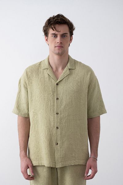 İLKCET MODA Ανδρικό πουκάμισο Oversize με ανάγλυφο σχέδιο