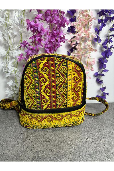 Sobe Hediyelik Rucsac etnic cu model Kilim - Mini geantă cu curea reglabilă și fermoar