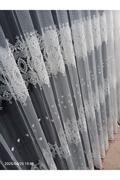 Store Aslan Home Arabrode Tül Perde Boncuk Desenli Ekonomik Perde