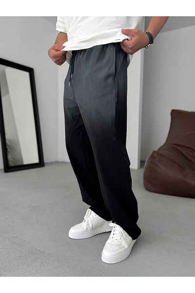 BYBASICMAN Black Washed Pipe Leg Sweatpants Res-5193