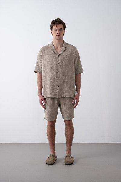 İLKCET MODA Embossed Pattern Men's Oversize Shirt