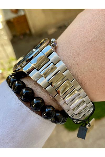 Reward Waterproof Silver Color Steel Men Wrist Watch Bangle Gift