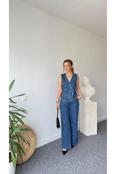 SennaStore Vest Pants Jeans Set