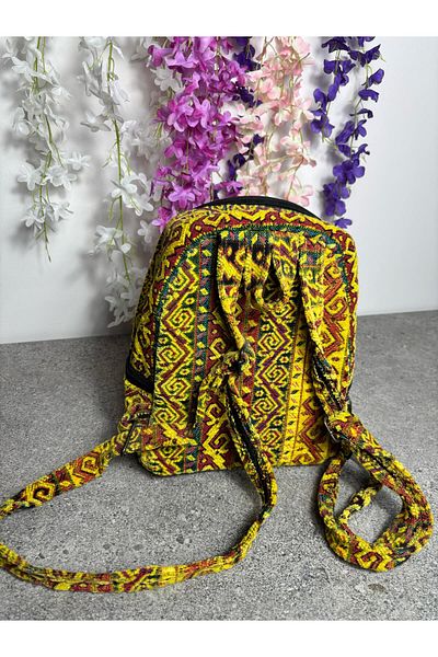 Sobe Hediyelik Rucsac etnic cu model Kilim - Mini geantă cu curea reglabilă și fermoar
