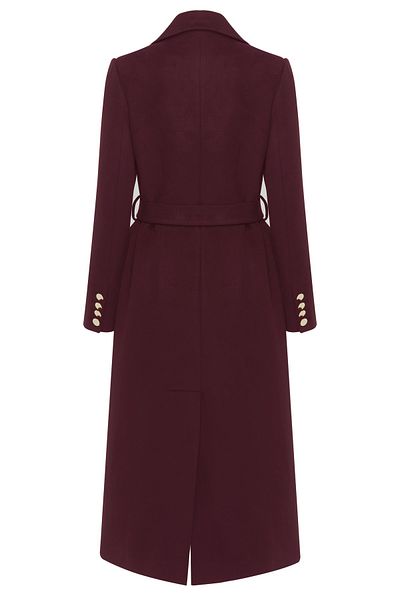 IDA Collection Burgundy Double Breasted Coat - Gold Detailed