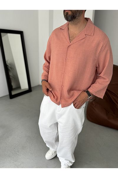 BYBASICMAN Dusty Rose Sofia Fabric Fakir Sleeve Shirt Res-5207