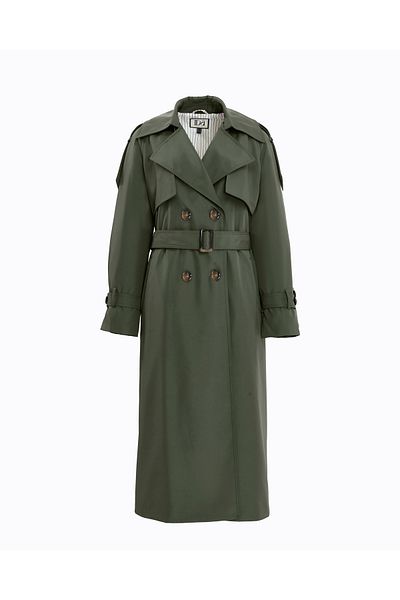 IDA Collection Khaki Trench Coat with Double Buttons and Windbreaker Detail