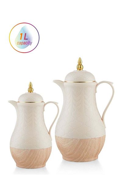 ROYALFORD Vacuum Flask 2 In 1 Combo Pack-0.5 & 1L, Durable PP Body With Asbestos Free Pink Glass Inn