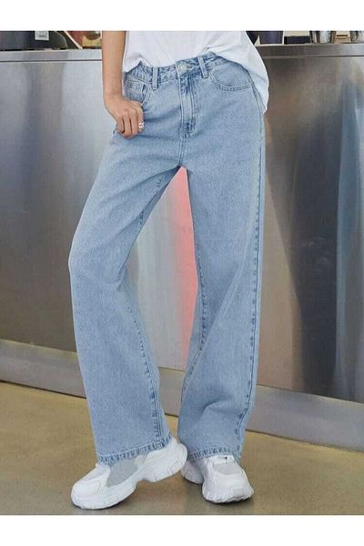 dressmix Gloria, damă, zăpadă, largi, albastru Palazzo Lycra, blugi confortabili cu talie înaltă-3