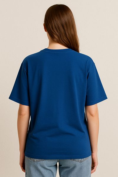 VBSVİBES Women's Rabbit Printed Oversize Blue T-Shirt
