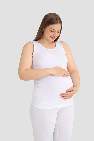 Arma Yıldız Soft Textured Cotton Maternity Undershirt White with Thick Straps