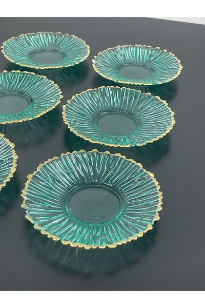 YzHome 6 Colorful Trend Special Design Crystal Gilded Glass Tea Plate Bowl Plate