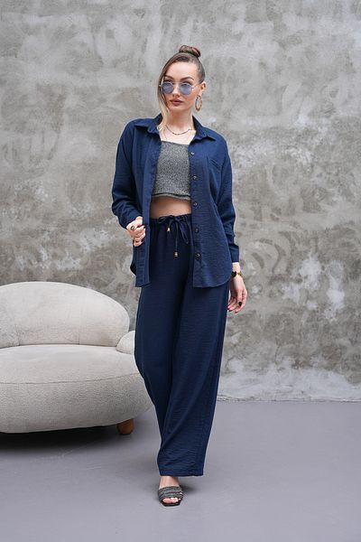 H&A İSTANBUL Women Linen Blended Oversize Suit Pants Shirt