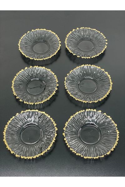 YzHome 6 Colorful Trend Special Design Crystal Gilded Glass Tea Plate Bowl Plate