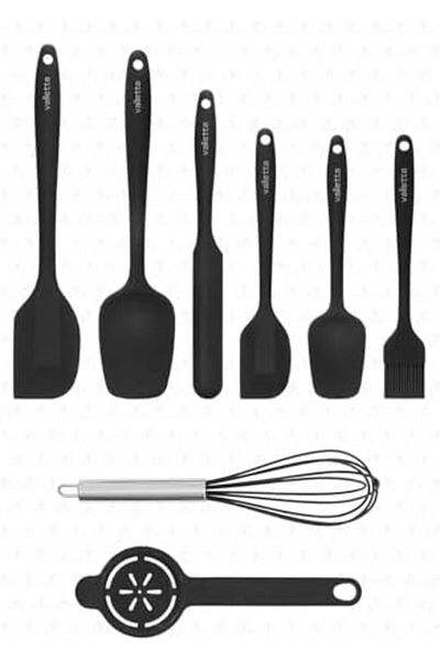 STOREMAX Bystoreby Drongo Heat Resistant Fireproof Non-Stick Silicone Spatula Set 8 Pieces Black Newdesing