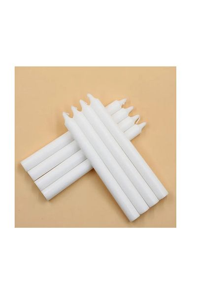 Generic شموع بيضاء عادية مستقيمة طويلة مناسبة لتزيين طاولة العشاء، مثالية لأعياد الميلادوحفلات الزفاف8 قطع