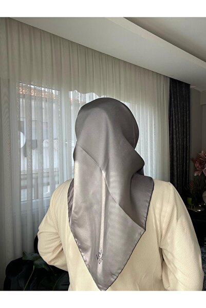 Levidor Geçişli Twill İpek Eşarp - Siyah / Gri