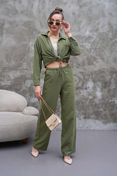 H&A İSTANBUL γυναικείο λινό Μικτό Oversize κοστούμι ΠΑΝΤΕΛΟΝΙ ΠΟΥΚΑΜΙΣΟ