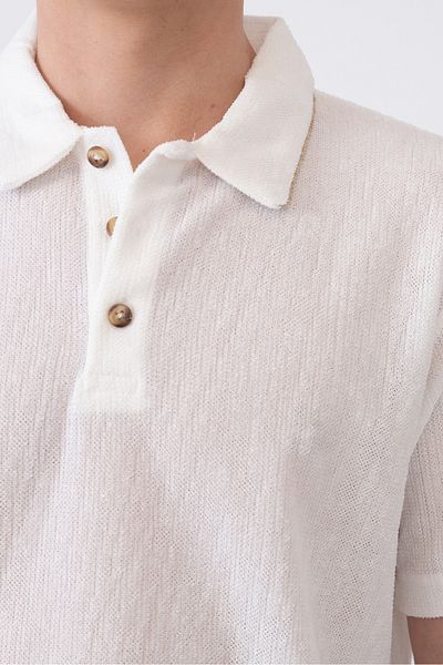 İLKCET MODA Buttoned Collar Detail Oversize Men's T-Shirt