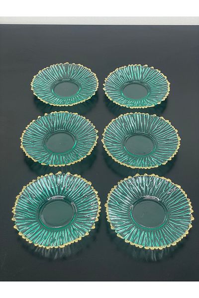 YzHome 6 Colorful Trend Special Design Crystal Gilded Glass Tea Plate Bowl Plate