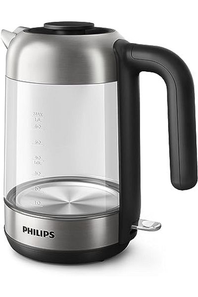 Philips Glass Kettle Series 5000-2200W, 1.7L, Blue Light Indicator, Removable lid, Metal/Transparent