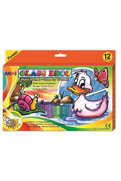 Amos Cam Boyama Setı-10,5 Ml X 12 Adet +8 Gr-Gd10p12r