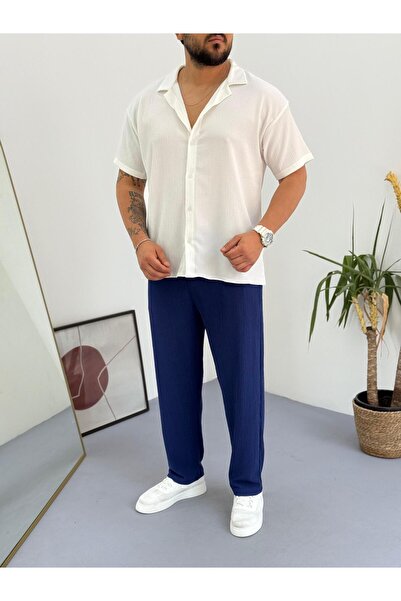 Combineman35 Short Sleeve Crinkle Fabric Summer Lycra Unisex Women's Men's Short Sleeve Shirt Tracksuit Set