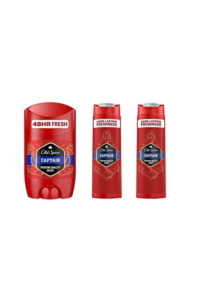 Old Spice 400ml Duş Jeli &Şampuan x2(800ml)+Deo Stick 50ml Captain