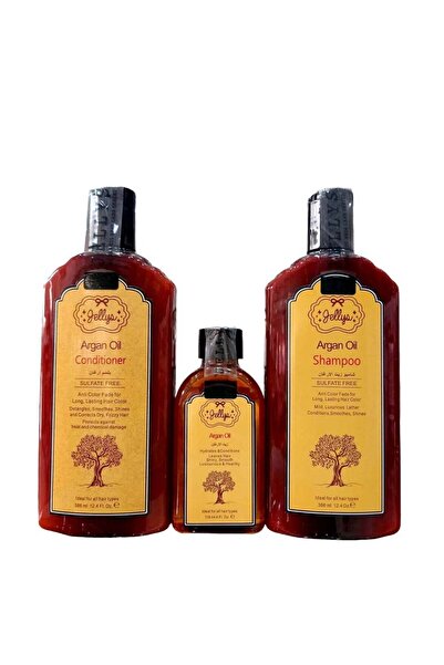 Gellys شامبو زيت الأرغان 366 مل، بلسم 366 مل، زيت الأرغان 118 مل - خالي من ال...