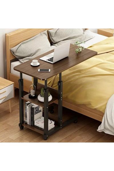 1st Adjustable Laptop Table with 4 Wheels 80 X 40 cm Brown