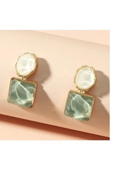 mos&more Green White 4 Seasonal Gold Women's Earrings