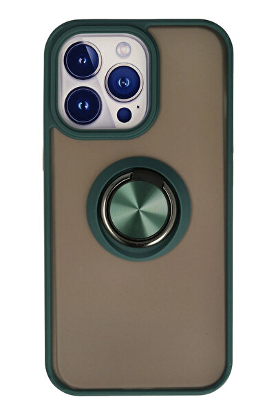 NewFace حافظة ايفون 13 برو مونتريال غطاء سيليكون مع حلقة - أخضر 1493026709