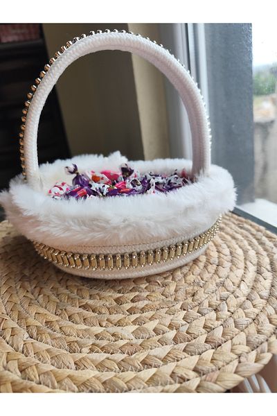 RH GALAXİ TEKSTİL Hürrem Sultan Gold Detailed Sugar Bowl & Decorative Basket |   Handmade Multipurpose Basket
