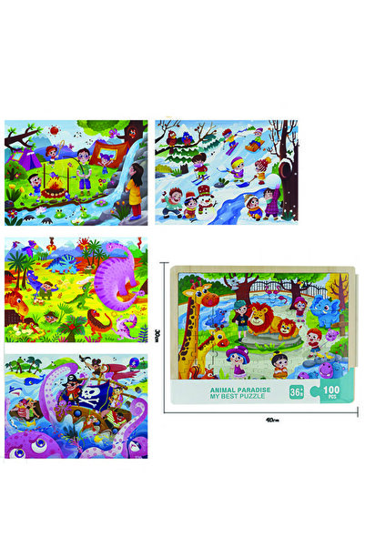 TİME لعبة ألغاز خشبية تعليمية - أشكال وقصص ممتعة (١٠٠/٤٨ قطعة)