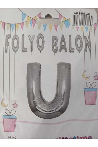 Doğumgünü Marketim 16" Inch 40 cm Foil Letter Balloon Silver Letter U