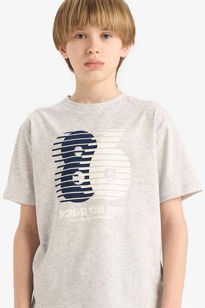 DeFacto New Season Boy's Crew Neck Printed Short Sleeve T-Shirt