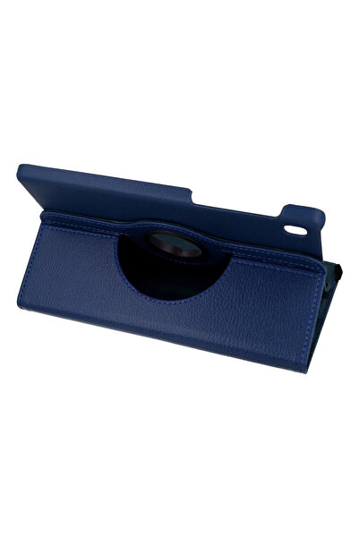 NewFace سامسونج جالاكسي T220 تاب A7 لايت 8.7 حافظة 360 حافظة جلدية للكمبيوتر اللوحي - أزرق داكن LZWDR