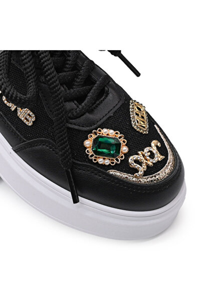 Tmall Pantofi sport De dama,cu insertii de plasa,Cu pietre,D1375,Negru