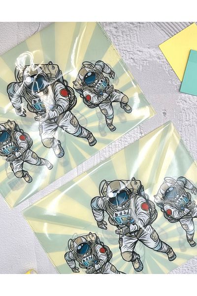 ZeCo Collection Astronaut's Journey Snap Fastener A4 2-Piece File Set / Organizer Folder