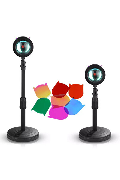 Forzacase 7 Renk Filtreli Gün Batımı Projektör Led Atmosferik Aydınlatma Foto...