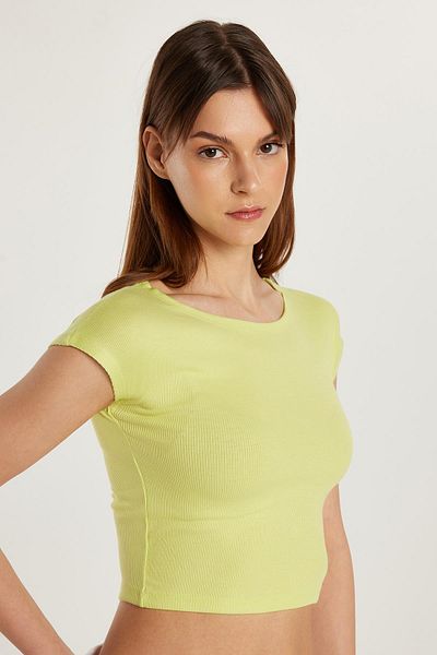 Tudors Γυναικεία Modal Fabric Slim Fit Slim Fit Κοντό μανίκι Crew λαιμόκοψη πράσινη μπλούζα