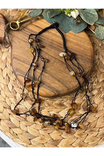 SEDEF TAKI Uzun Doğal taş kolye