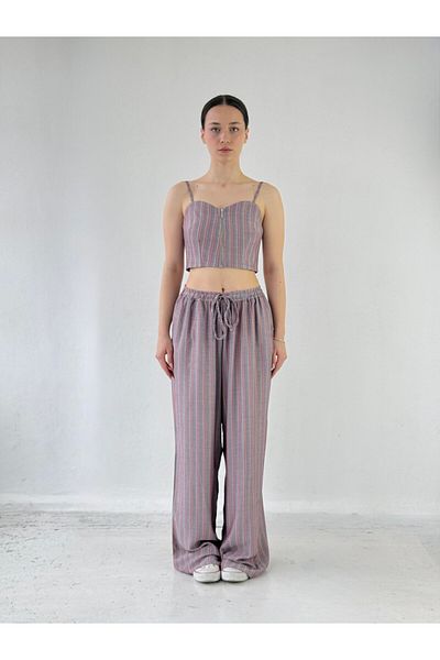 Retrobird Design Loose Cut Trousers Women Salmon