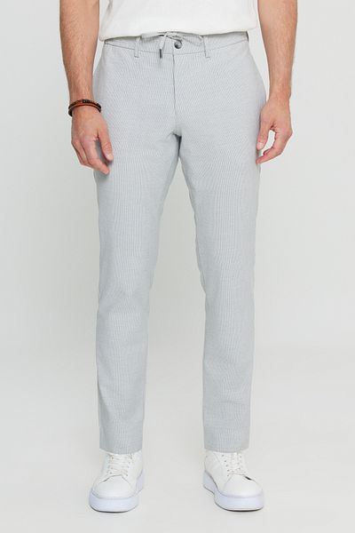 ALTINYILDIZ CLASSICS Altınyıldız ACE001252194 alb-gri pentru bărbați cu talie elastică cu șnur cu fermoar lycra Jogger Pan cu croială relaxată