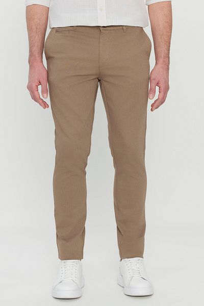 ALTINYILDIZ CLASSICS Altınyıldız Ace001252192 Beige Men's Slim Fit Fabric Trousers with Side Pockets