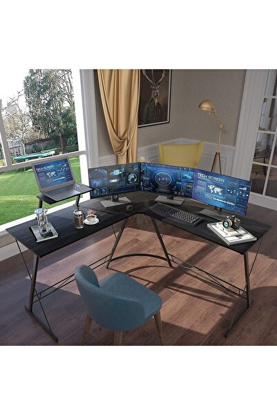 1st First L-Shaped Gaming Table - Black