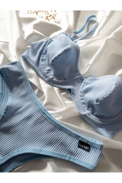 İNSPİRA Set de sutien și chiloți din țesătură din bumbac cu sârmă, fără suport