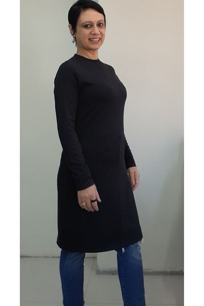 Mertcan Butik Black Round Neck Long Sleeve Combed Viscose Hijab Tunic Inner Wear T-Shirt