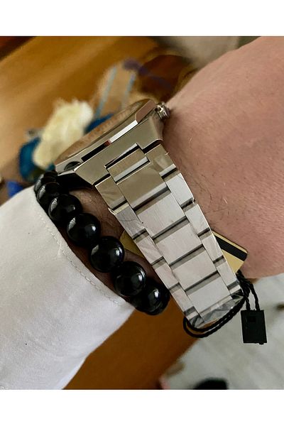 Reward Waterproof Steel Cord Silver Color Men Wrist Watch Bangle Gift
